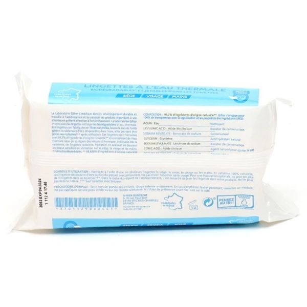 Lingettes à l'eau thermale d'Auvergne - 60 unités