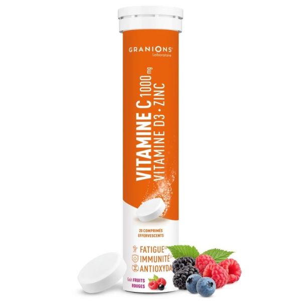 Vitamine C 1000 mg + Vitamine D3 + Zinc Effervescent - 20 comprimes