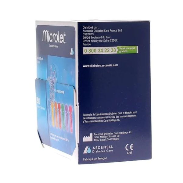 Microlet Lancettes colorées pour autopiqueur - 200 lancettes
