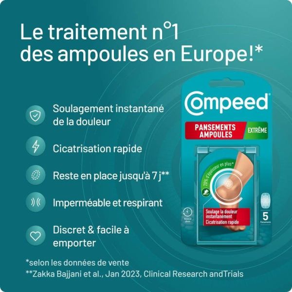 Pansements Ampoules Extrême Moyen Format - 5 pansements, 4,2 cm x 6,8 cm
