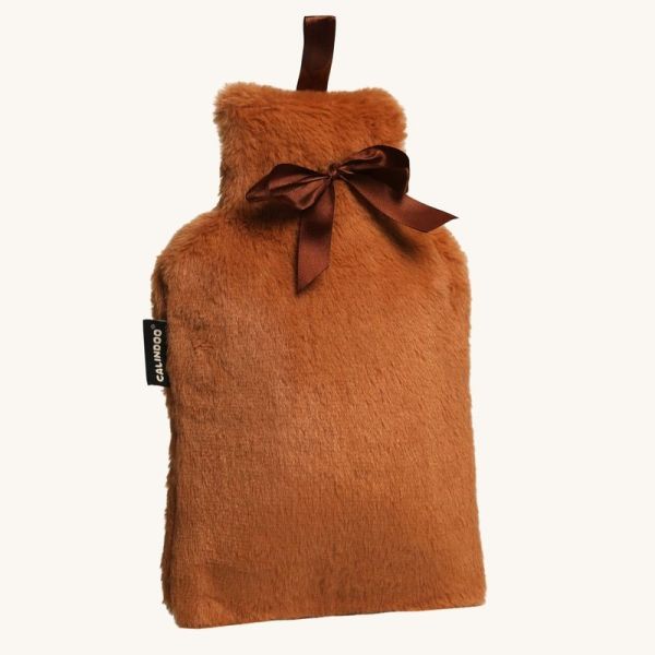 CALINDOO - Bouillotte à eau avec housse à pompons roses 2 L