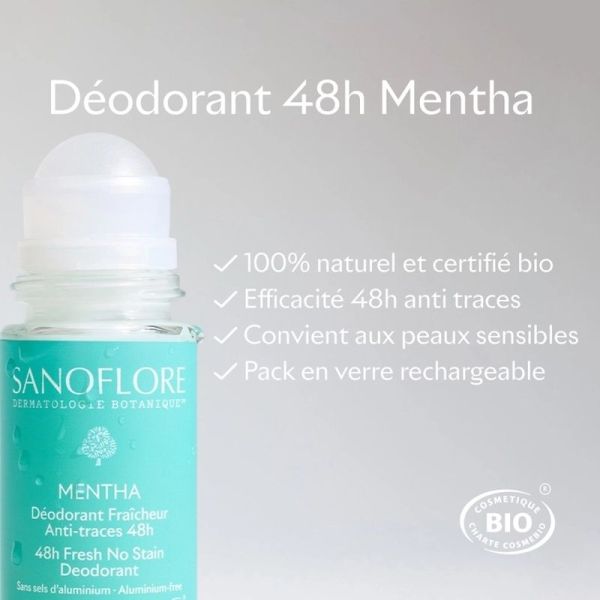 Lot de 2 Déodorants Mentha Roll-On 48h - 2 x 50 ml