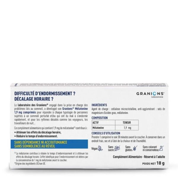 Mélatonine 1,9 mg - 30 comprimés