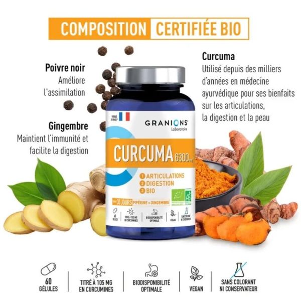 Curcuma 6300mg BIO - 60 gélules
