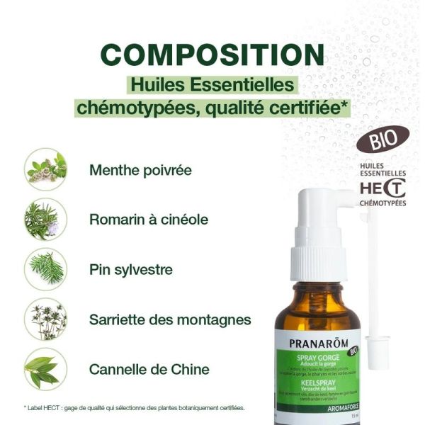 Spray gorge apaisant aux Huiles Essentielles - Bio - 15 mL