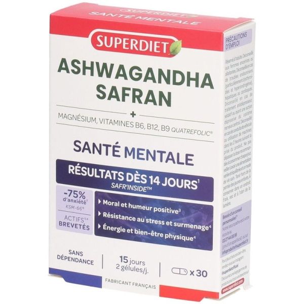 Ashwagandha Safran Santé mentale - 30 gélules