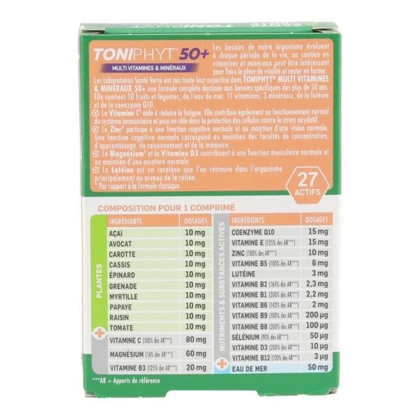 Toniphyt 50+ Multivitamines et Minéraux - 30 comprimés