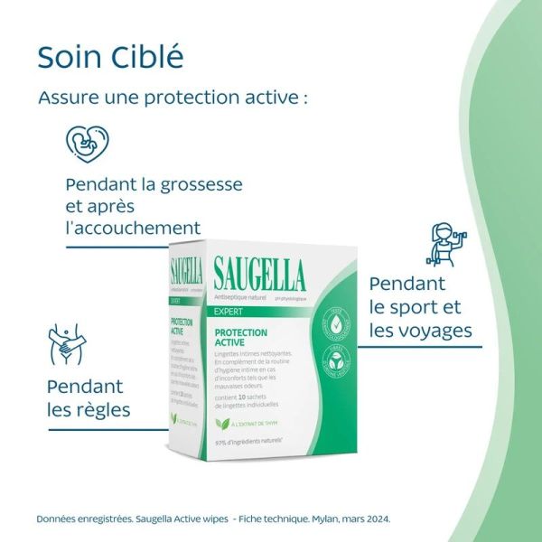 Lingettes Nettoyantes Intimes Antiseptique Naturel - 10 sachets de lingettes individuelles