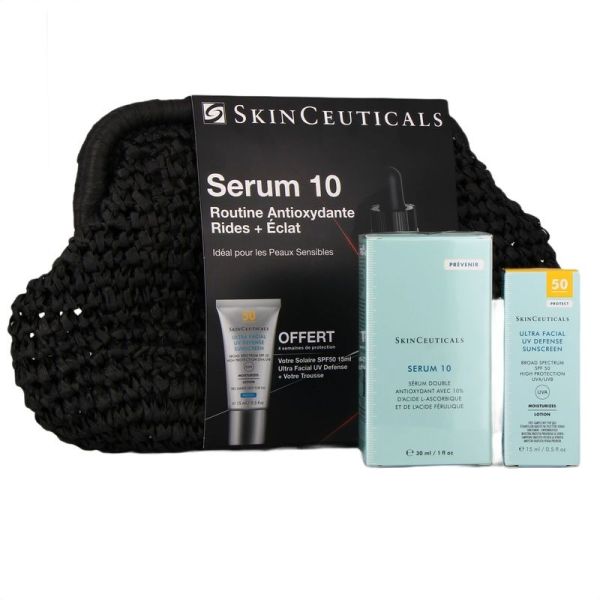 Trousse Routine Anti-Oxydante - Rides + Eclat - Sérum 10 30 ml + Crème Solaire SPF50 Visage 15 ml