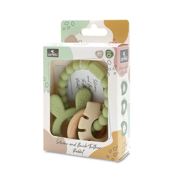 Anneau de dentition silicone et hêtre RABIT Premium - green - 1 unité