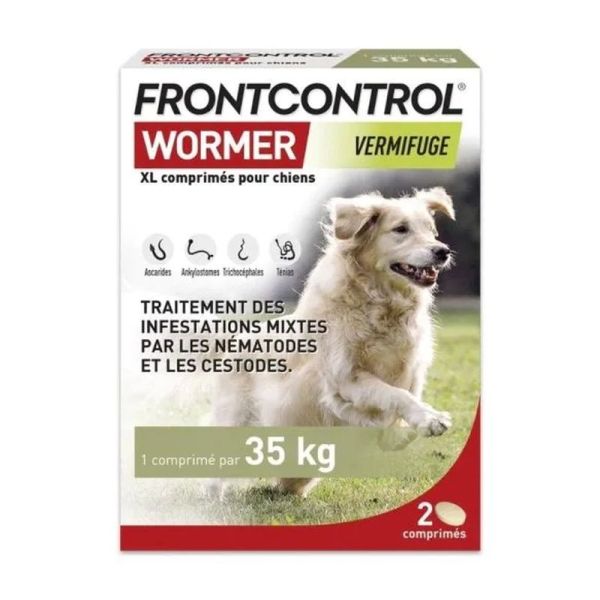 Frontcontrol wormer XL chiens vermifuge - 2 comprimes