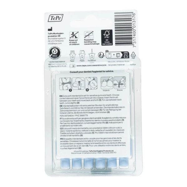 Brossettes interdentaires extra souples - 0,5 mm - 6 brossettes
