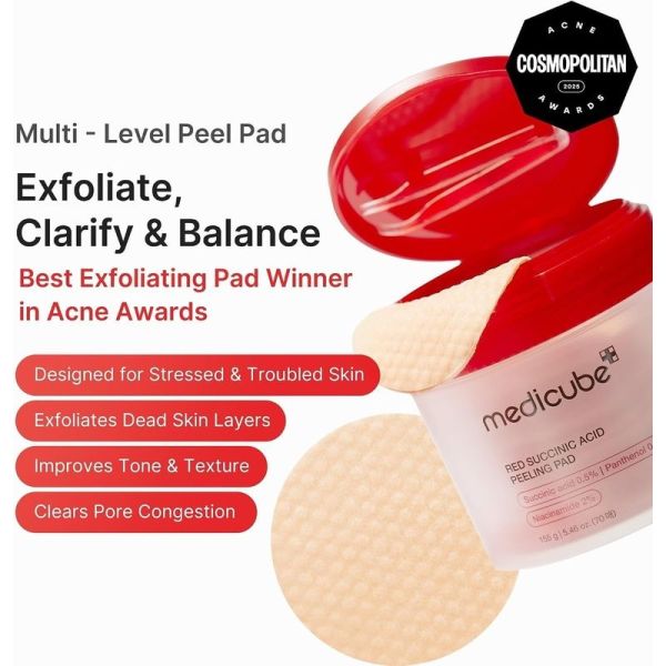 Red Succinic Acid Peeling Pads - 70 disques