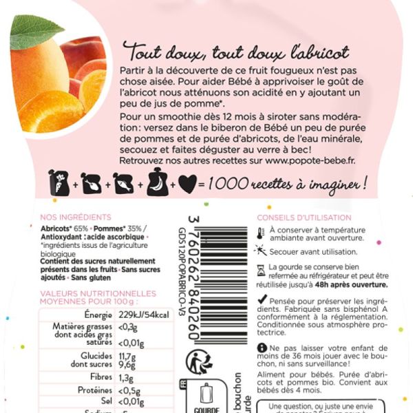 Gourde Abricot BIO - POPOTE - 120g*