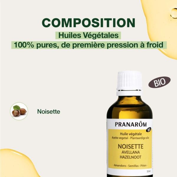 Huile Végétale de Noisette - Bio - 50 ml