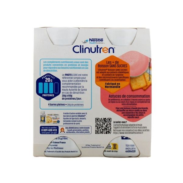 Clinutren Boisson Sans Sucres Fraise - 4 x 200 ml