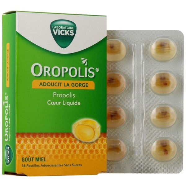 Oropolis coeur liquide gout miel sans sucres - 16 pastilles