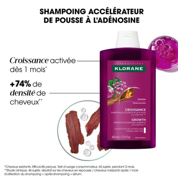 Shampoing accélérateur de pousse à l'adénosine CROISSANCE - 400 ml