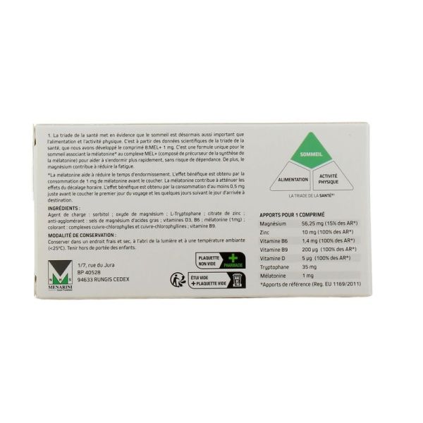 8:Mel+ la santé du sommeil mélatonine 1 mg - 30 comprimés