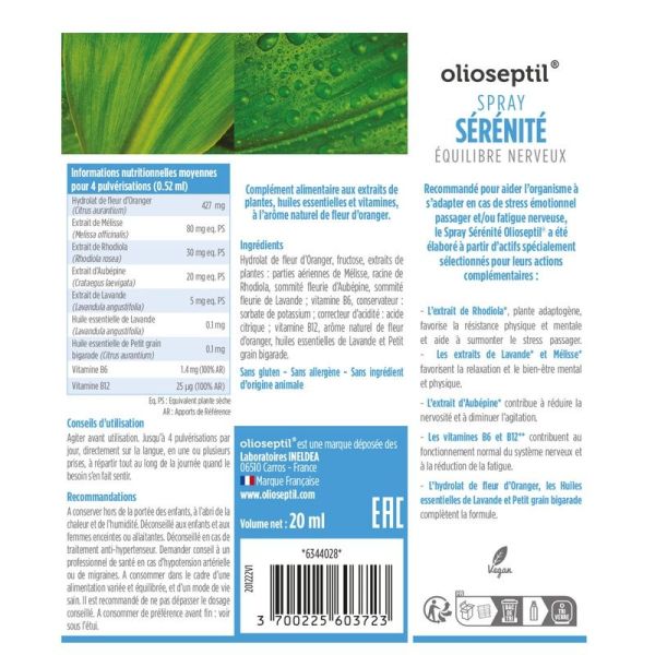 Spray Sérénité Equilibre Nerveux - 20 ml