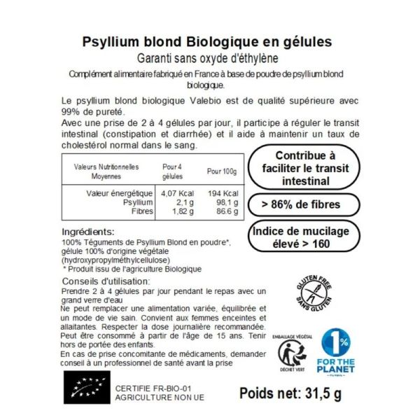 Psyllium Blond - Confort Intestinal - 90 gélules