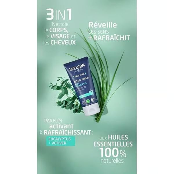 Gel Douche 3 en 1 Active Fresh - 200 ml