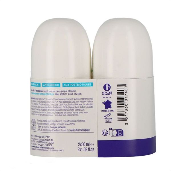 Déodorant Roll-on Peaux Normales à Sensibles Fraîcheur 24h Haute Tolérance Anti-traces Bio - 2 x 50 ml