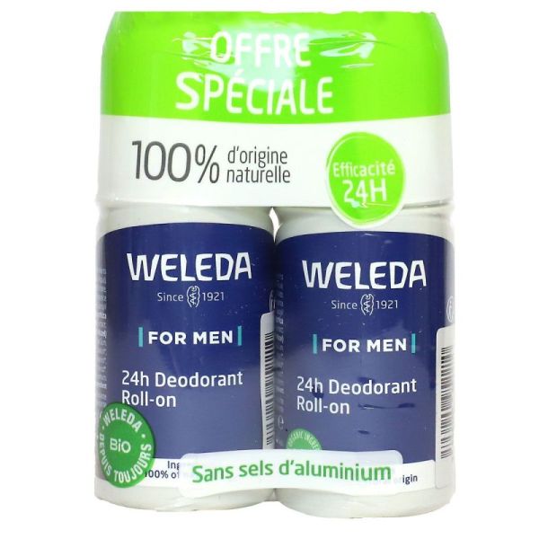 Weleda Deo Roll On 24H Homme 2X50Ml