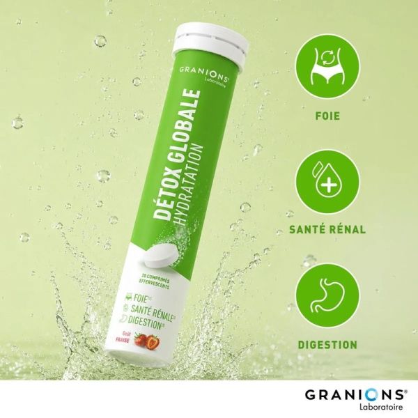 Détox Globale Effervescent - Goût fraise - 20 comprimés effervescents
