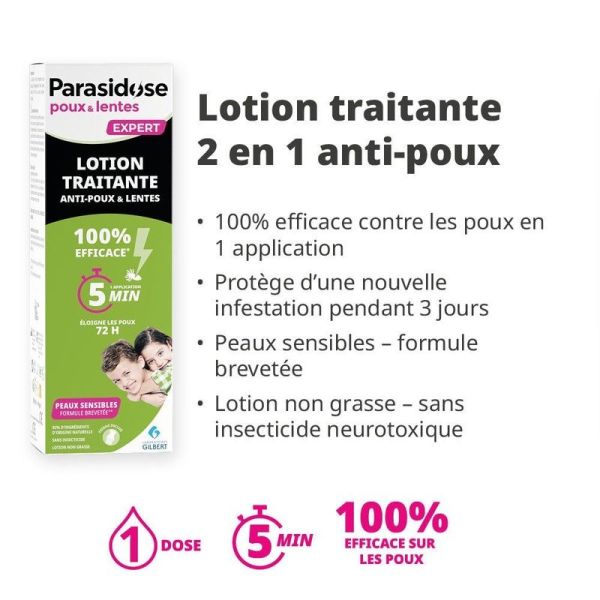 Parasidose Lotion 2 en 1 - 100 ml