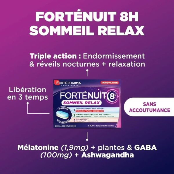 FortéNuit 8h Sommeil Relax - 15 comprimés