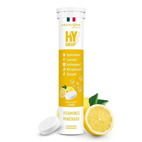 HYDROP - Hydratation Électrolytes Citron - 20 comprimés effervescents