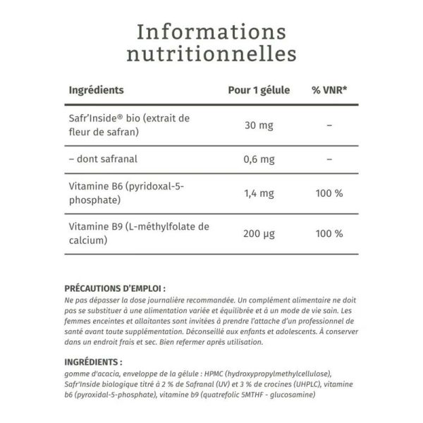 Safran Équilibre Émotionnel - 30 gélules