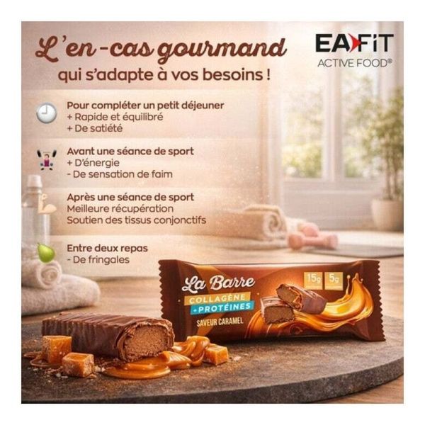 barre collagène + protéines - Caramel - 1 barre de 50 g