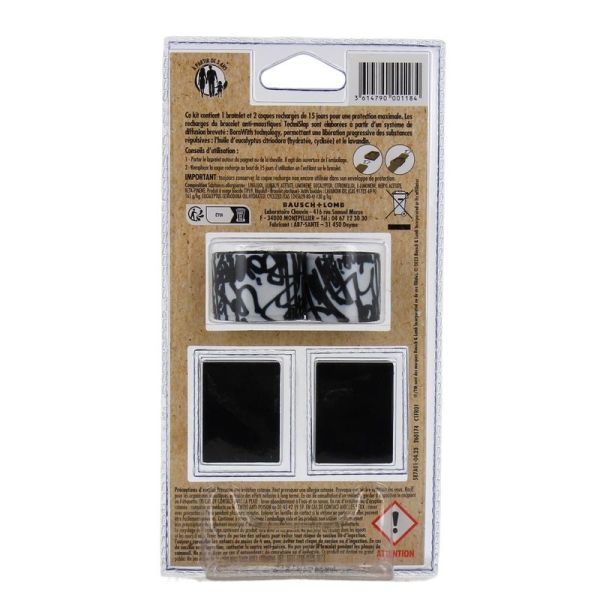 Bracelet Anti-Moustiques Graffiti Noir - 1 unité