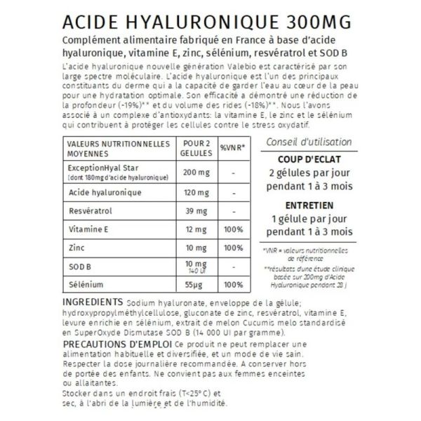 Acide Hyaluronique 300mg - 30 gélules