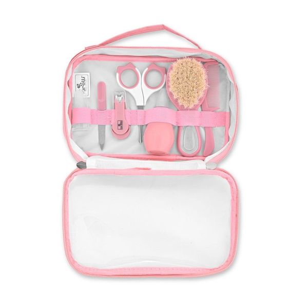 Hygiene set with travel case DELUXE Baby Care - pink - 21/15/5 cm