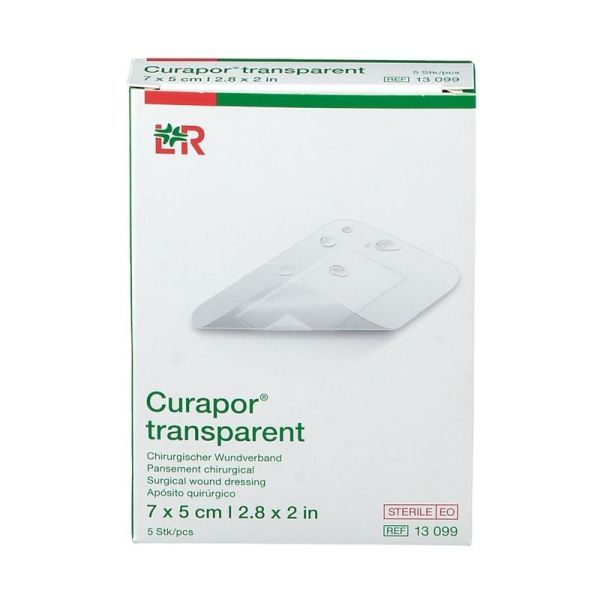 Curapor transparent pansement chirurgical stérile - 7 cm x 5 cm, 5 pansements