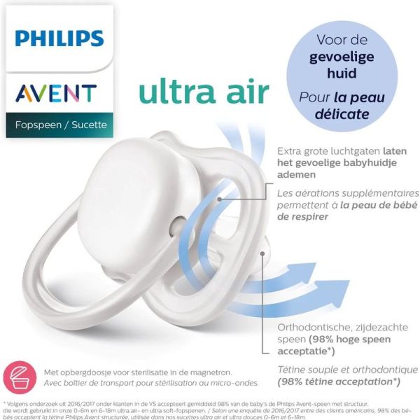 Ultra Air Sucette - 18 mois et + - Lot de 2 sucettes