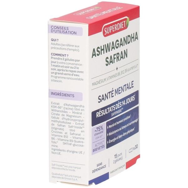 Ashwagandha Safran Santé mentale - 30 gélules