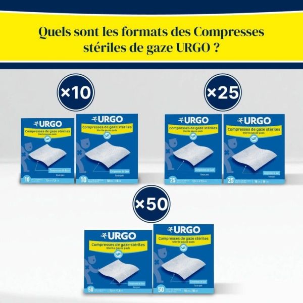 Compresses de gaze stériles - 7,5 cm x 7,5 cm - 50 sachets de 2