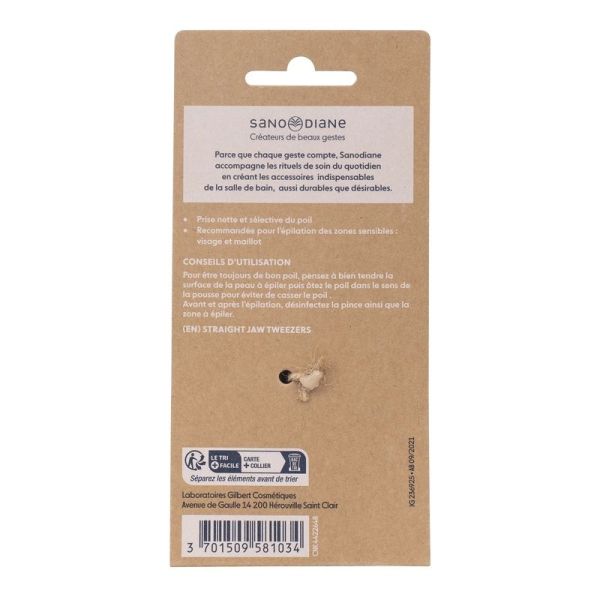 Pince à épiler mors droit - Acier inoxydable mat - 1 unité