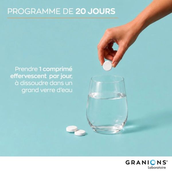 Magnésium Bisglycinate Effervescent - Goût pêche - 20 comprimés