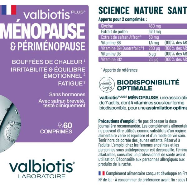 Valbiotis Plus® Ménopause & Périménopause