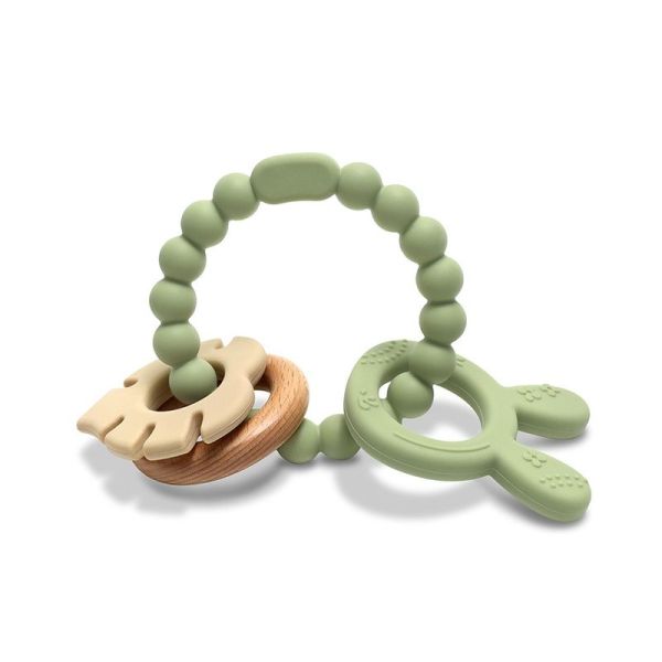 Anneau de dentition silicone et hêtre RABIT Premium - green - 1 unité
