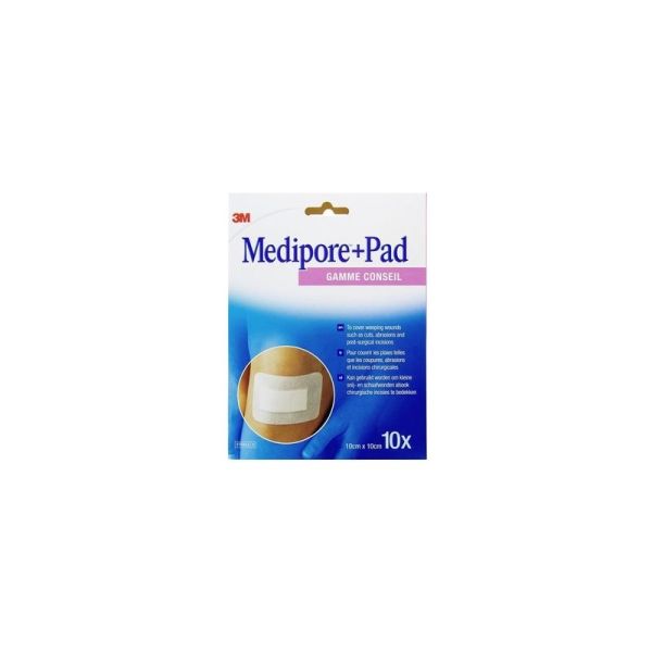 Medipore + Pad - 10 x 10 cm, 10 pansements