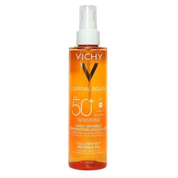 Huile Solaire Invisible SPF50+ + Lait Apaisant Après-Soleil offert Capital Soleil - Huile 200 ml, Lait 100 ml