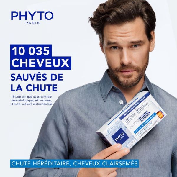Traitement Antichute Progressive Phytocyane Intensive+ - Homme - 12 x 5 ml