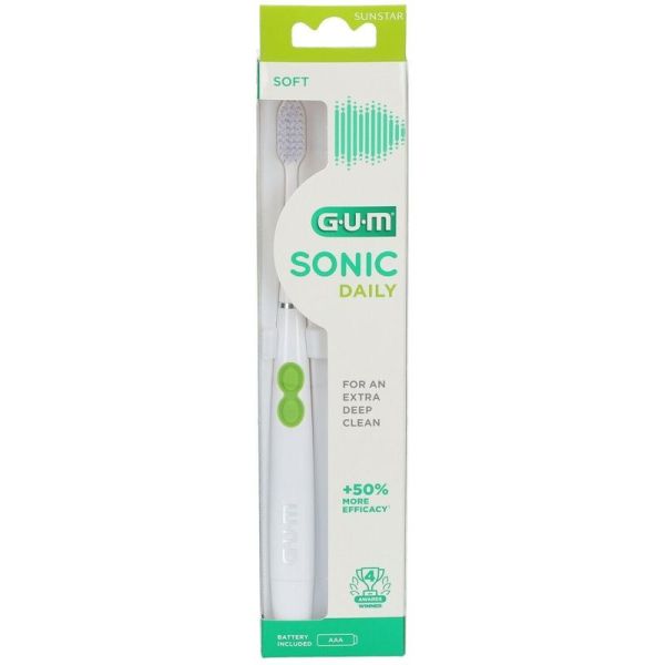 Brosse à Dents Sonic Blanche à Pile Souple Sonic Daily
