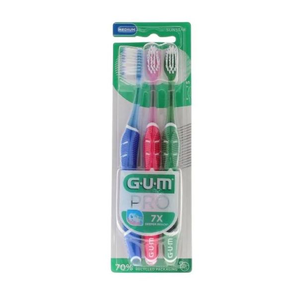 Brosse à dents medium PRO - lot de 3 brosses à dents